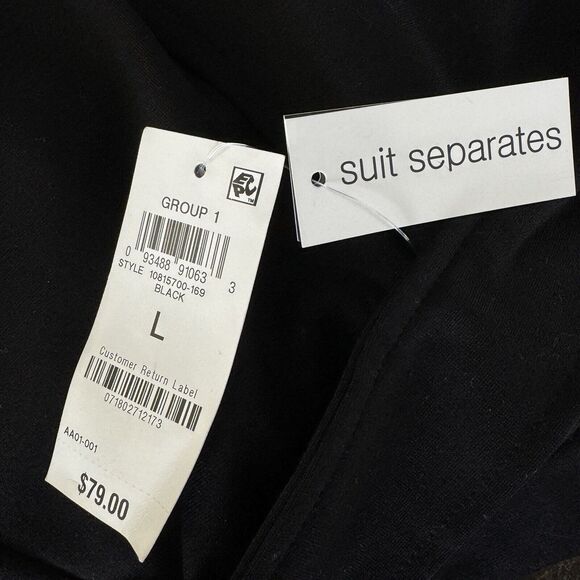 Bar III Large Career Pants Pockets Hi-Rise Pull-On Stretch Cuffed Hems Black New - Picture 10 of 10